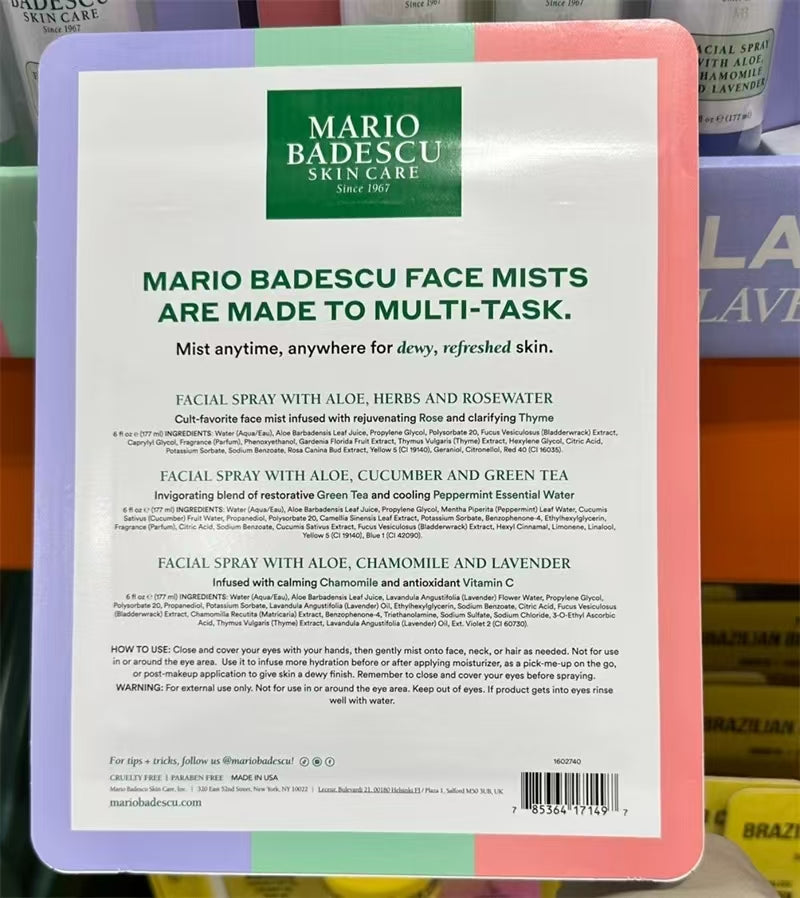 MARIO BADESCU SKIN CARE Facial Spray face mist Pack of 3 -6 OZ /177ml each