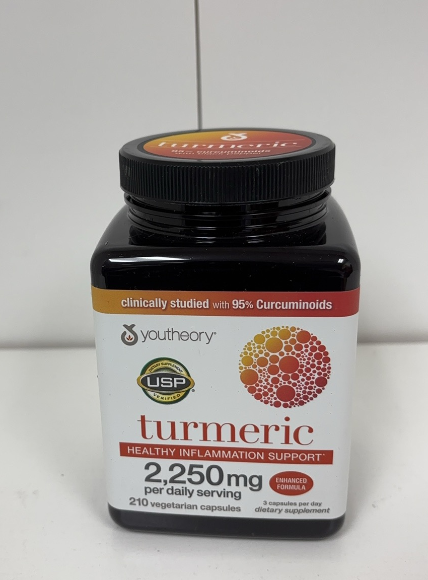 Youtheory Turmeric 2,250 mg, 210 Vegetarian Capsules -Enhanced Formula