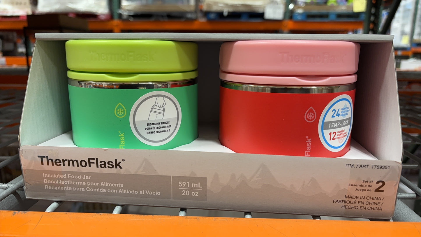 Thermoflask Insulated Food Jar Stainless Steel BPA Free 2-Pack 20 oz / 591 ml