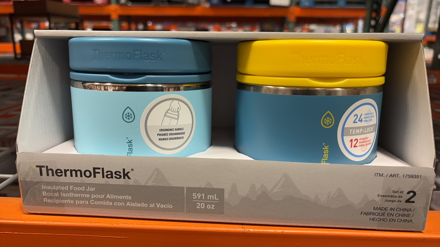 Thermoflask Insulated Food Jar Stainless Steel BPA Free 2-Pack 20 oz / 591 ml