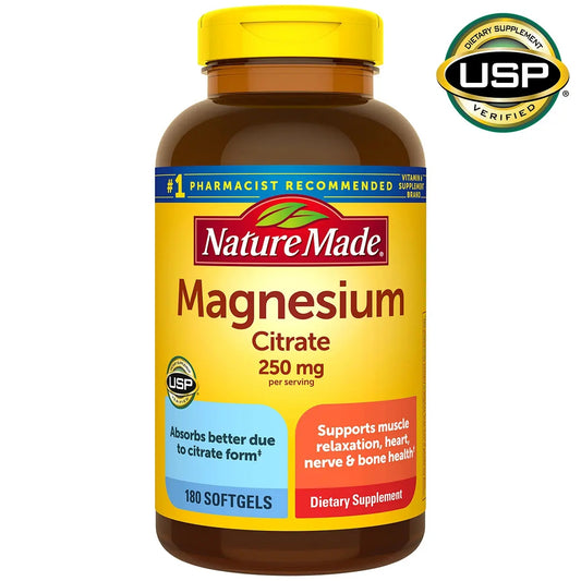 Nature Made Magnesium Citrate 250 mg. 180 Softgels EXP 10/2026