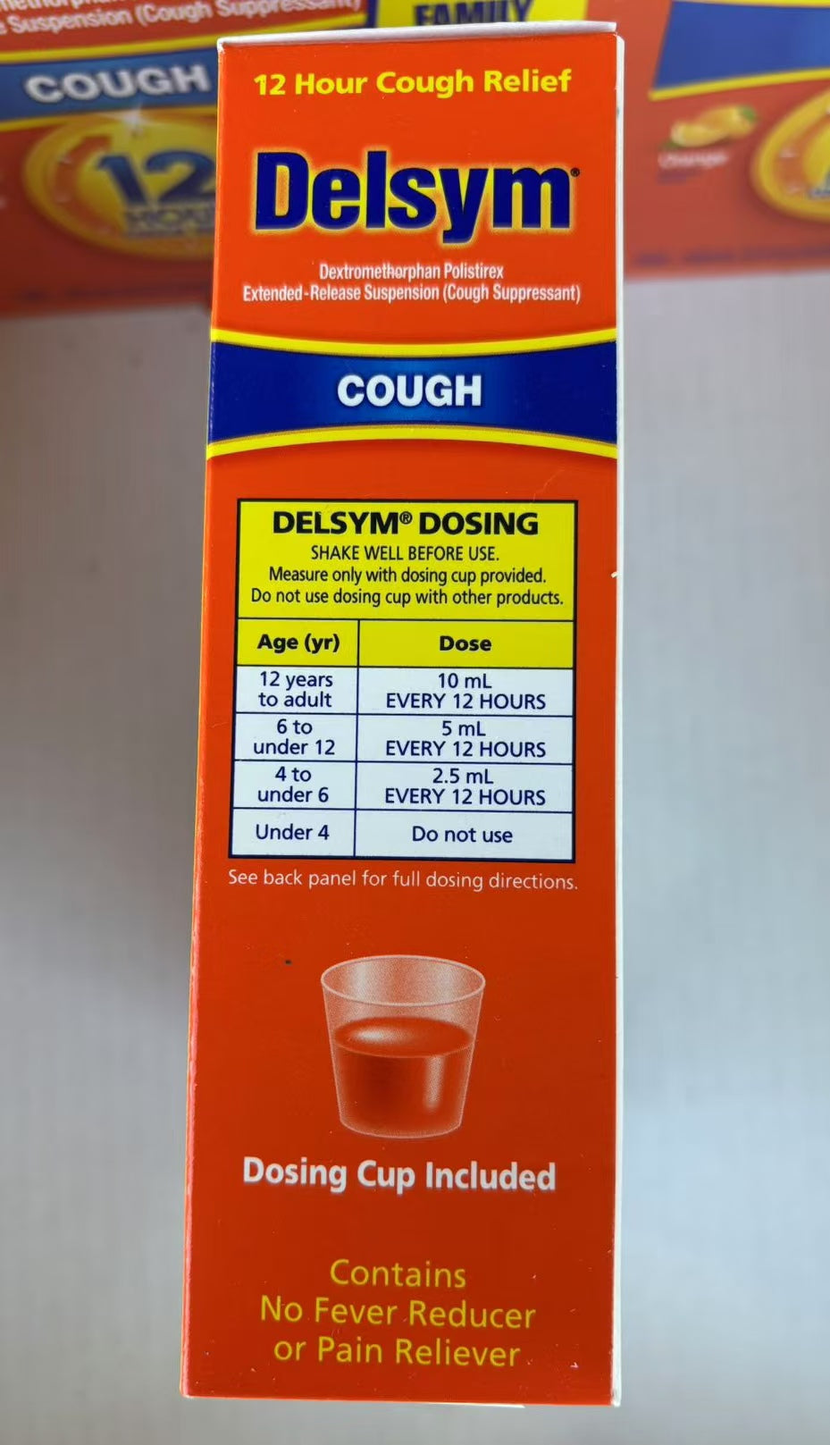 Delsym 12 Hour Cough Relief Suppressant Liquid, Orange Flavored -2 PK*5 fl Oz