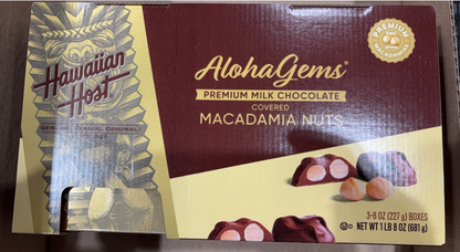 Hawaiian Host Alohagems Milk Chocolate Macadamia Nuts Covered-227g*3 Boxes