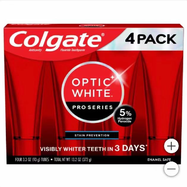 Colgate Optic White Pro Series Fluoride Toothpaste 3.3oz, 4-pack Exp 03/2025