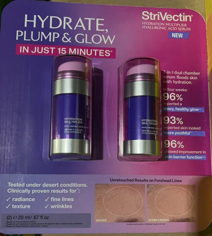 StriVectin Hydration Multiplier Hyaluronic Acid Serum-2 Pack (20 ml/ 0.67 fl oz）