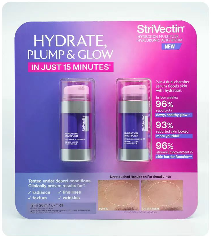 StriVectin Hydration Multiplier Hyaluronic Acid Serum-2 Pack (20 ml/ 0.67 fl oz）