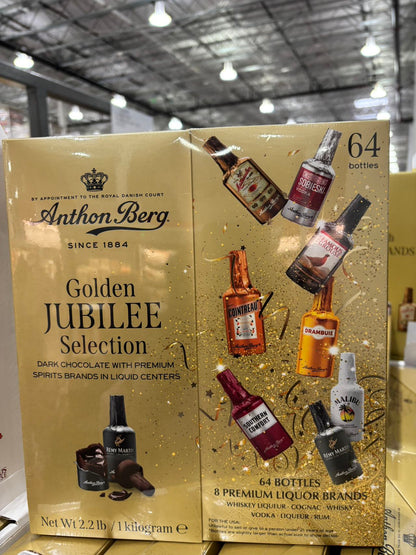 Anthon Berg Golden Jubilee Selection Dark Chocolate-2.2 Lbs/64 Bottles(8 Brands)