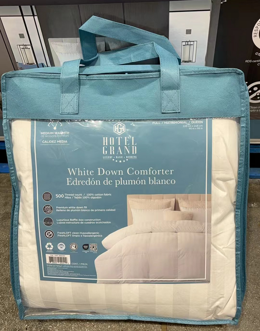 Hotel Grand White Down Comforter 500TC 650 FP 100% Cotton Cover/ Queen Size