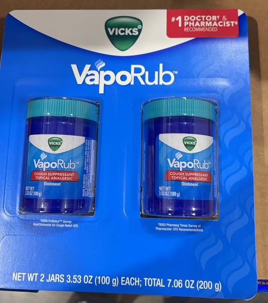 Vicks VapoRub Cough Suppressant Topical Analgesic Ointment-2PK* 3.53 Oz/100g