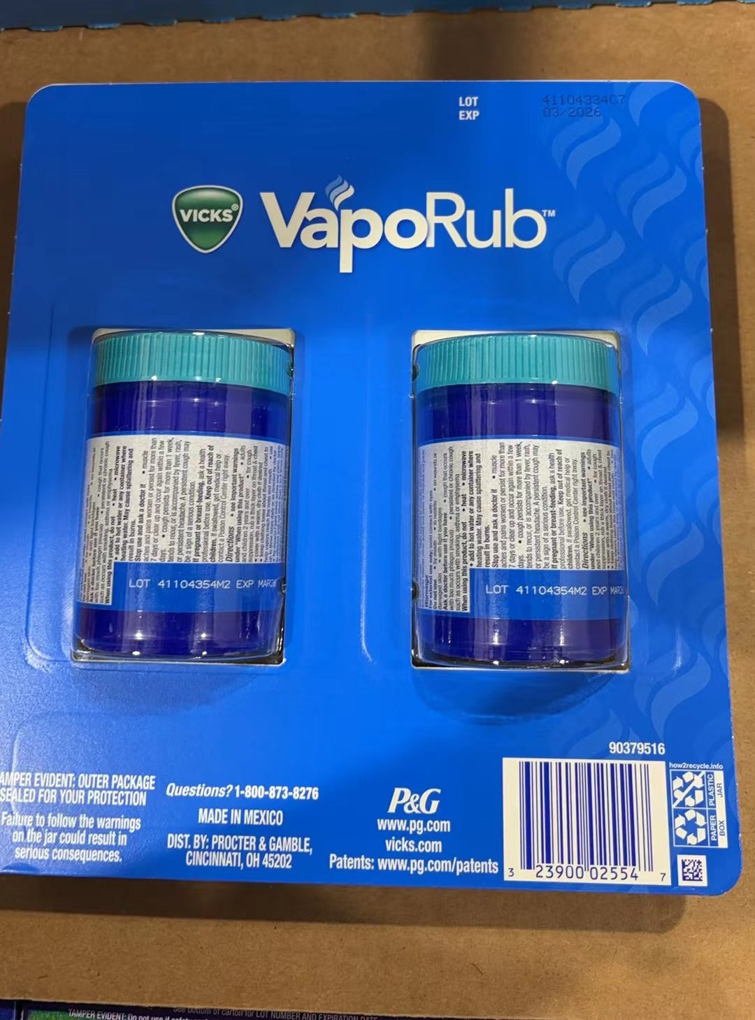 Vicks VapoRub Cough Suppressant Topical Analgesic Ointment-2PK* 3.53 Oz/100g