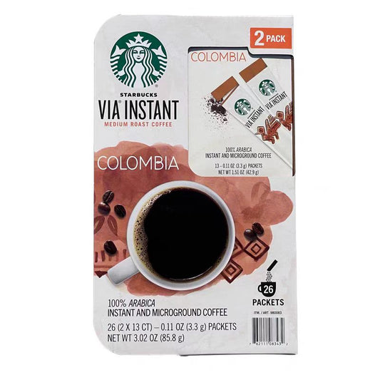 Starbucks VIA Instant Coffee Colombia Medium Roast 100% Arabica (26 Packets)