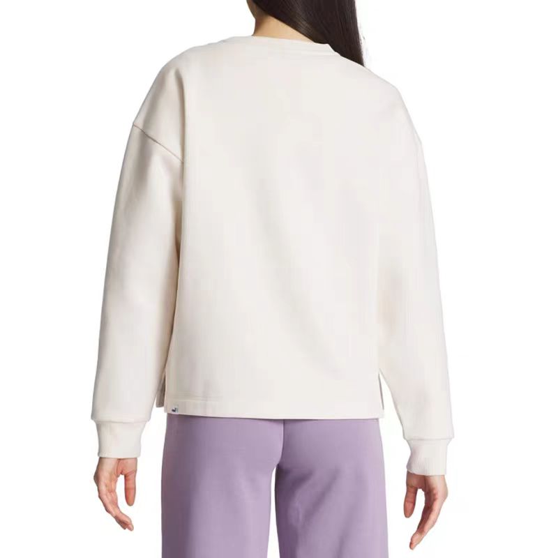 PUMA Ladies' Fleece Crewneck Pullover Sweatshirt- Purple/Black/White