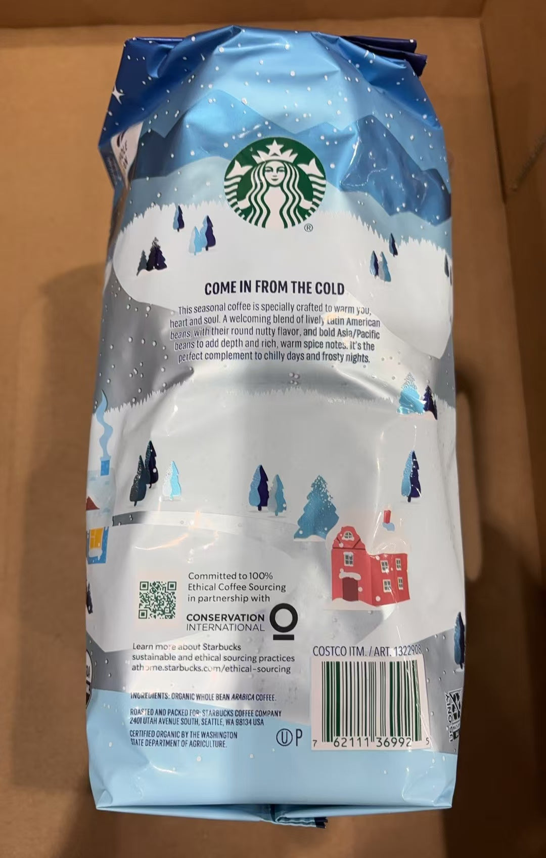 Starbucks Organic Winter Blend Medium Roast Whole Bean Coffee 2.5lb/1.13kg