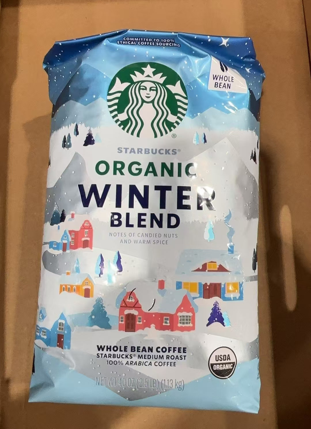 Starbucks Organic Winter Blend Medium Roast Whole Bean Coffee 2.5lb/1.13kg