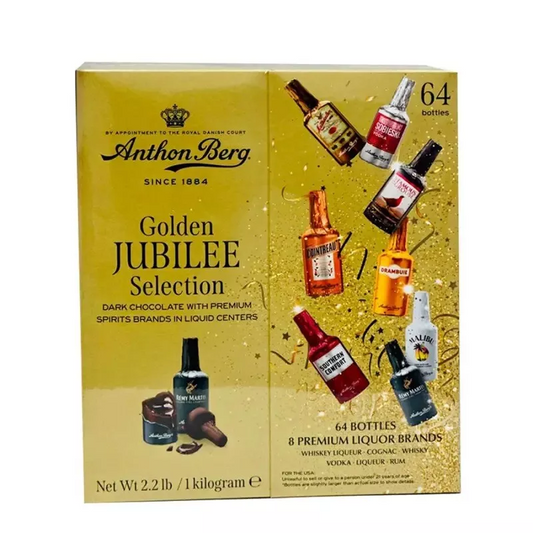 Anthon Berg Golden Jubilee Selection Dark Chocolate-2.2 Lbs/64 Bottles(8 Brands)