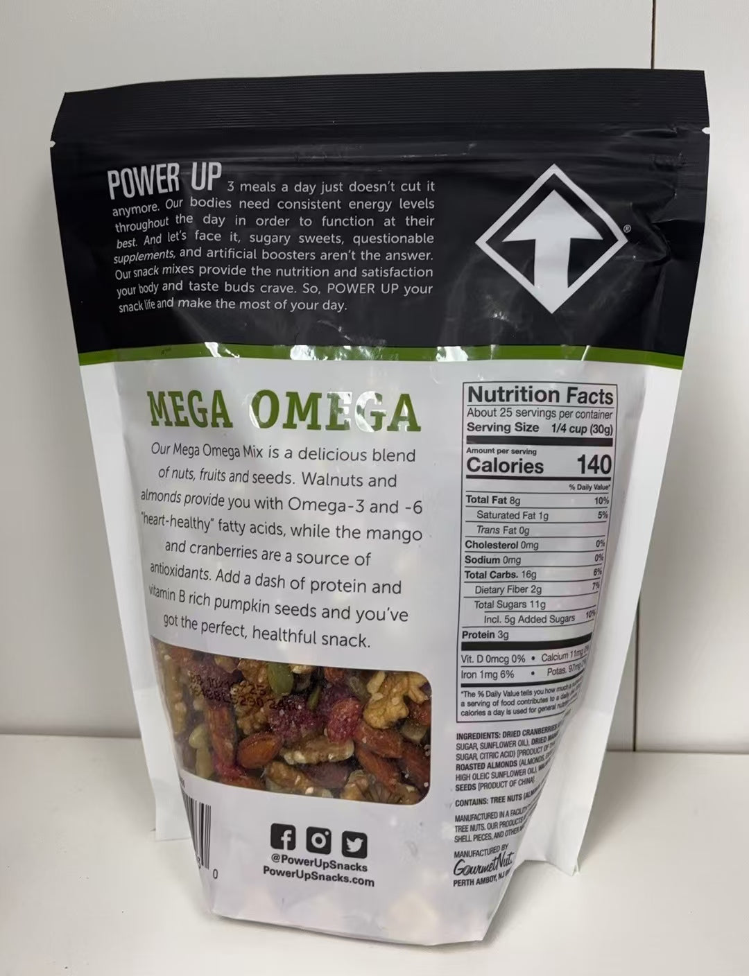 Power Up Premium Trail Mix. Mega Omega, 26 oz / 737g