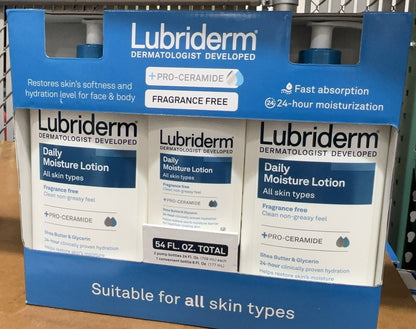 Lubriderm Daily Moisture Lotion 24 Hours Normal to Dry Skin Fragrance Free 54 oz