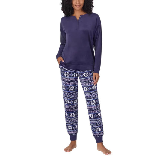 Nautica 2PC Women's Silky Stretch Fleece Sleepwear Set- Purple/Navy/Grey XS-XXL