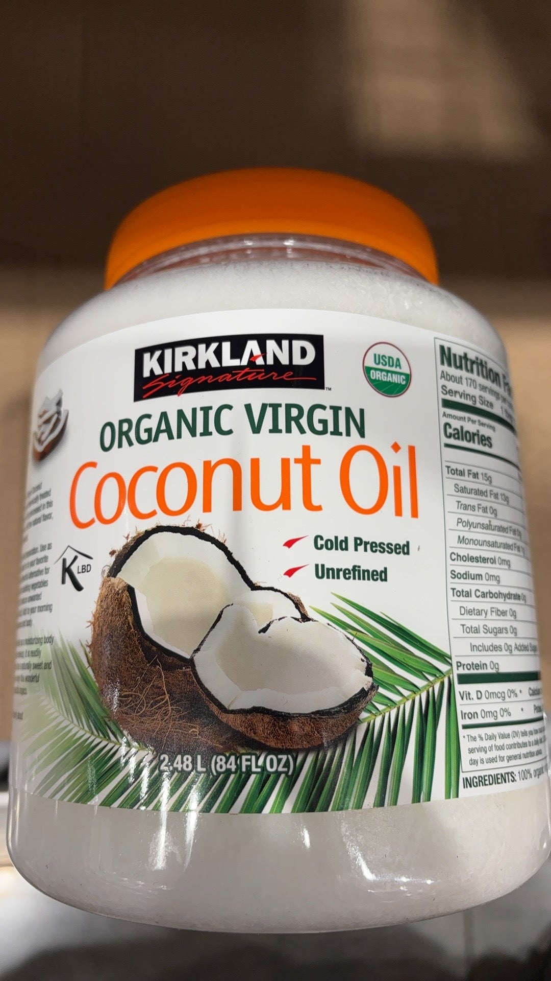 Kirkland Signature Organic Virgin Coconut Oil, 84 fl oz / 2.48L