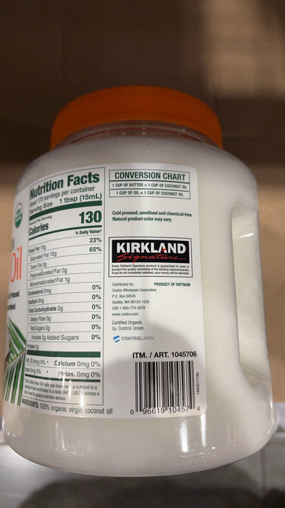 Kirkland Signature Organic Virgin Coconut Oil, 84 fl oz / 2.48L