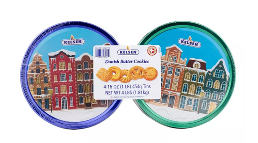 KELSEN Danish Butter Cookies For Christmas Holiday 4x16oz (454g)