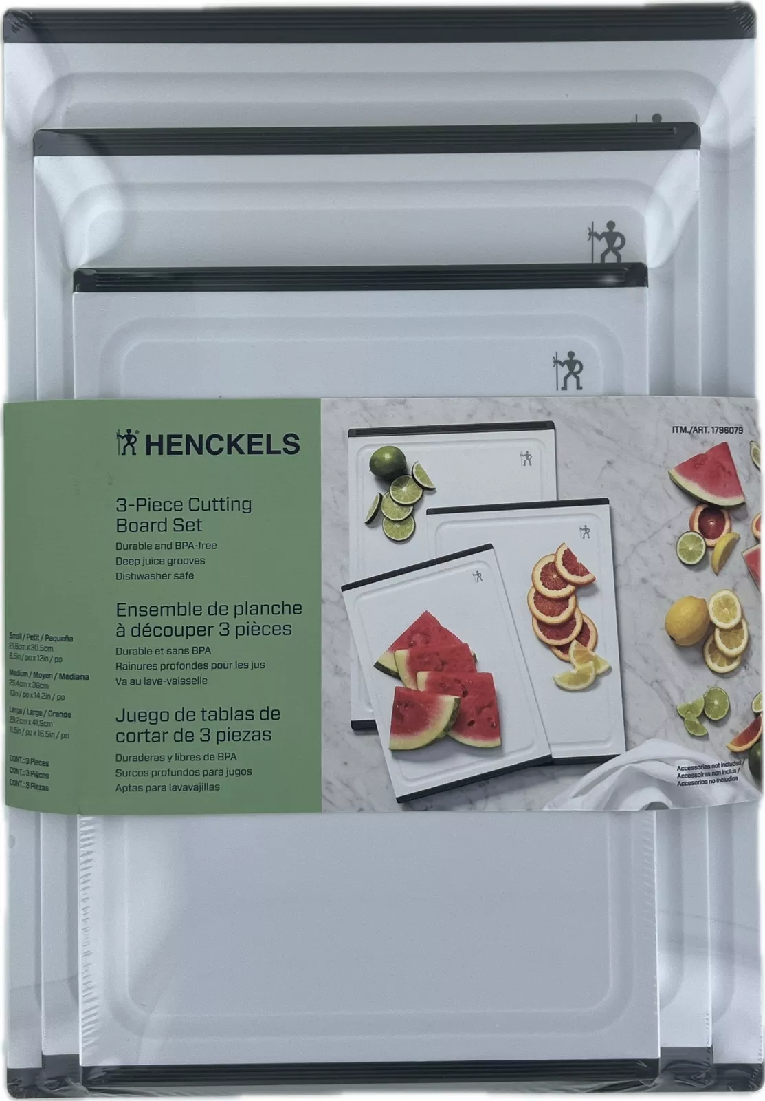 Henckels 3-Piece Cutting Board Set White/Black