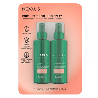 Nexxus Unbreakable Care Root Lift Thickening Spray, 6 fl oz, 2-pack