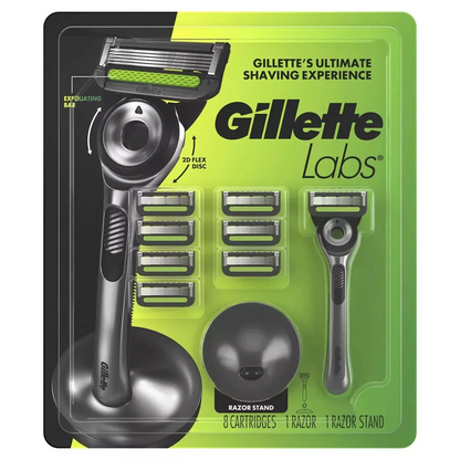 Gillette Labs 2D Flex Disc 5-Blade Razor w/ 8 Cartridges & Docking Stand