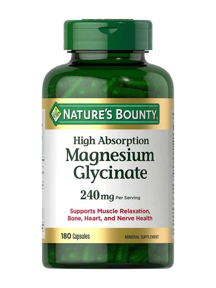 Nature's Bounty High Absorption Magnesium Glycinate 240 mg, 180 Cap. Exp 07/2027