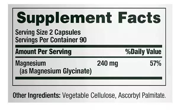 Nature's Bounty High Absorption Magnesium Glycinate 240 mg, 180 Cap. Exp 07/2027