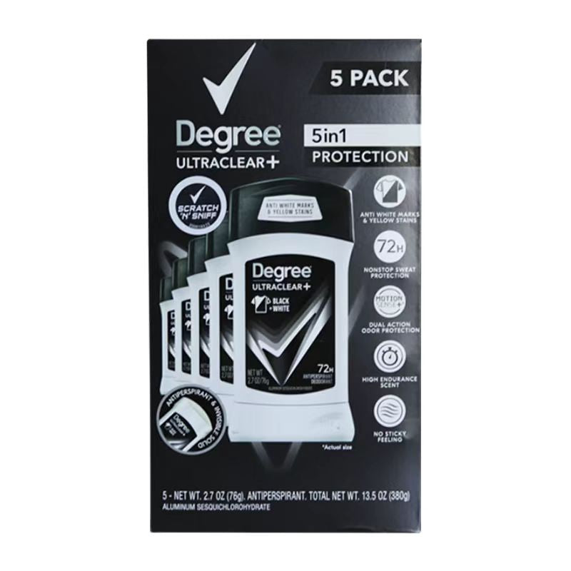 Degree UltraClear Black+White Men's Antiperspirant Deodorant 5 Pack/2.7oz Each