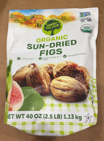 Happy Village Organic Sun-Dried Figs 40 Oz / 1.13 kg （ EXP 11/2025）