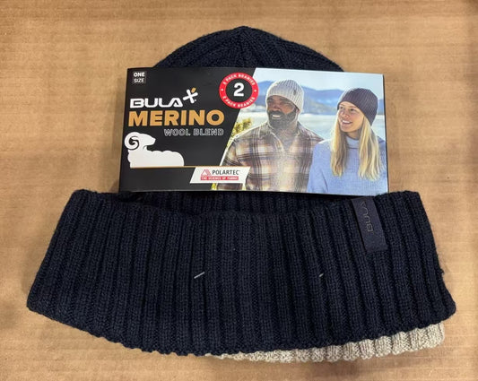 Bula Polartec Merino Wool Blend Unisex Beanie Winter Hat- 2 Pack