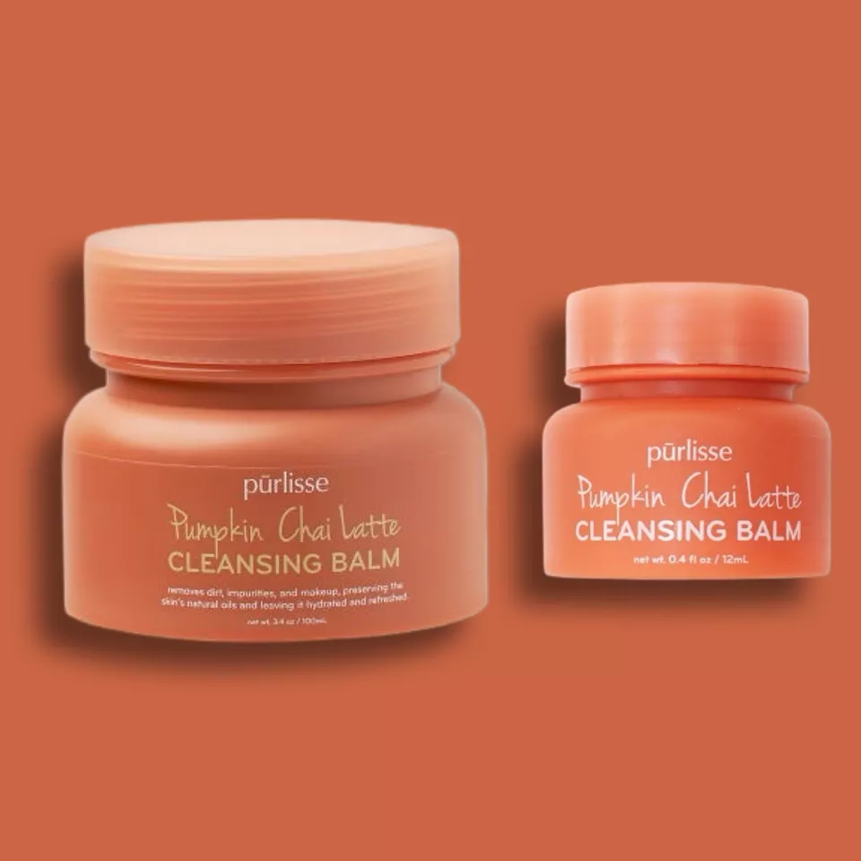 Purlisse Pumpkin Chai Latte Cleansing Balm 3.4 Oz + Bonus Travel Size 0.4 Oz