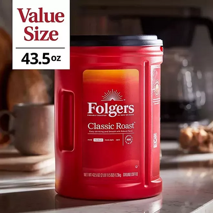 Folgers Classic Roast Ground Coffee - MEDIUM ROAST 43.5 oz / 1.23kg