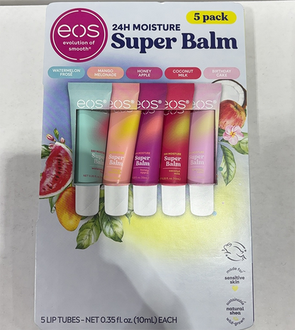 eos 24H Moisture Super Lip Balm-5 Pack, 0.35 fl oz / 10ml Each