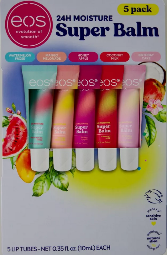 eos 24H Moisture Super Lip Balm-5 Pack, 0.35 fl oz / 10ml Each