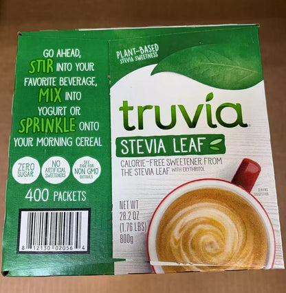 Truvia Stevia Leaf Calorie-Free Natural Sweetener 400 ct (Individual Packets)