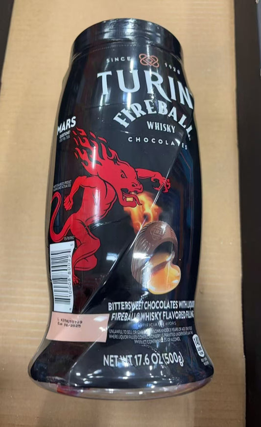 Turin Fireball Bittersweet Chocolates Whiskey Flavored Filling 17.6oz/500g