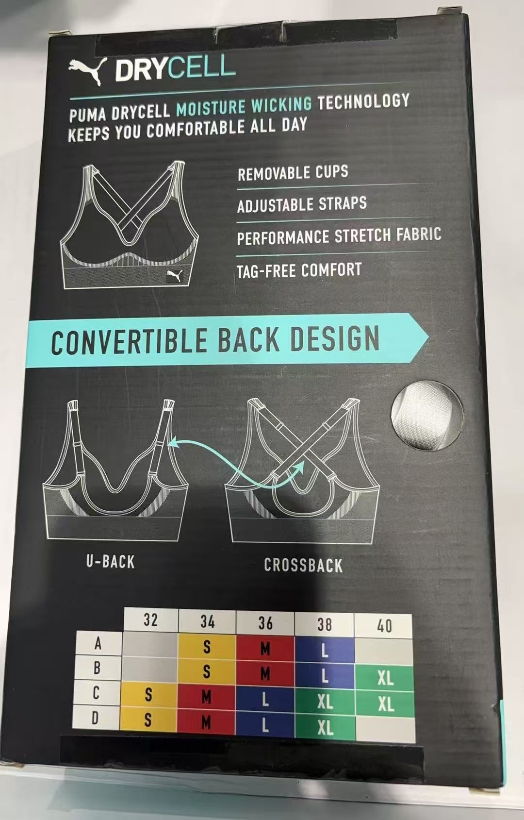 PUMA Women's Performance Seamless Sports Bra Convertible Back Design-2 Pack