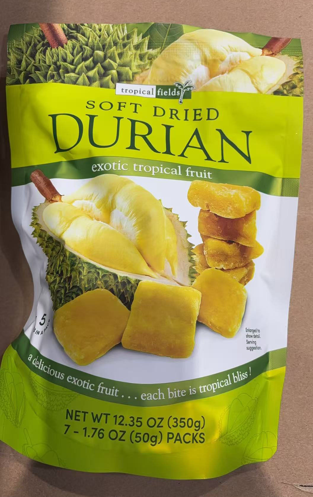 Tropical Fields Soft Dried Durian Thai Exotic Tropics Fruit 12.35 OZ / 350g