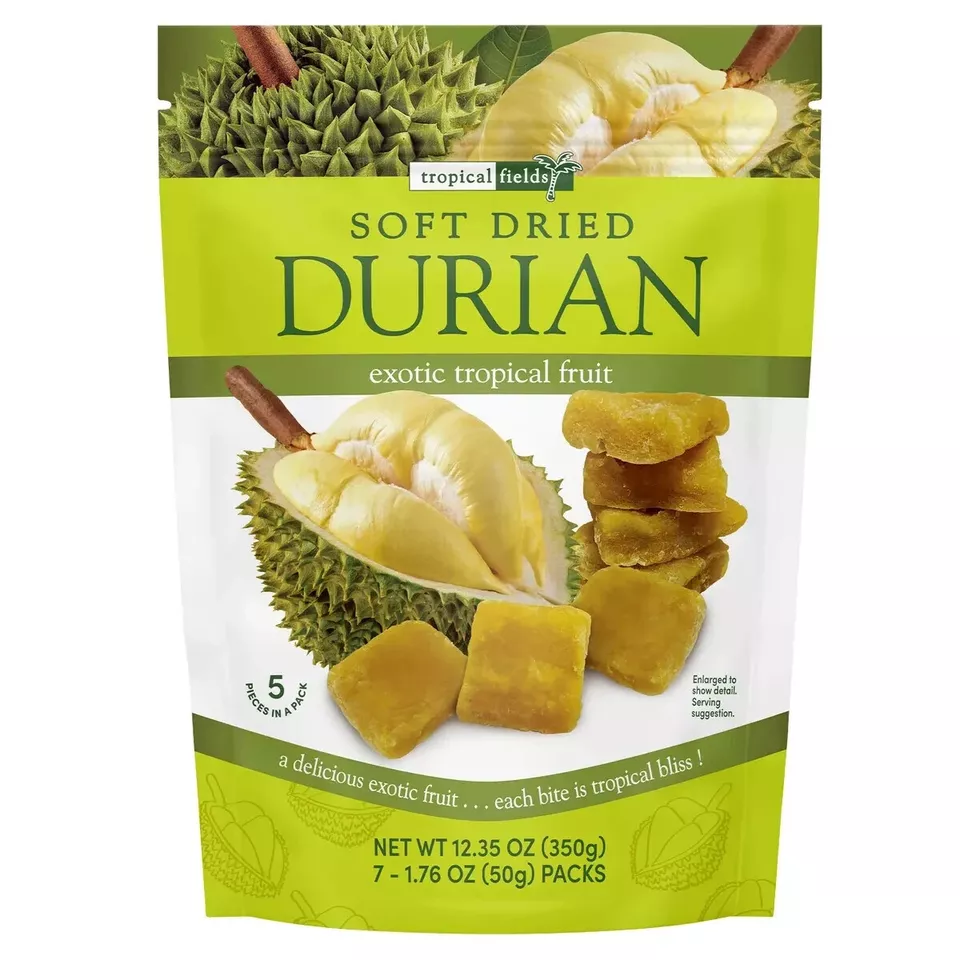 Tropical Fields Soft Dried Durian Thai Exotic Tropics Fruit 12.35 OZ / 350g