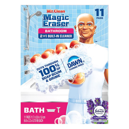 Mr. Clean Magic Eraser Bathroom 2 in 1 Built-in Cleaner 11 Pads