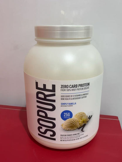 Isopure Zero Carb 25G 100% Whey Protein Powder, Simply Vanilla, 3.36lb/1.52kg
