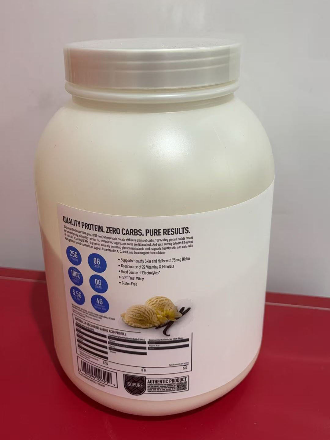 Isopure Zero Carb 25G 100% Whey Protein Powder, Simply Vanilla, 3.36lb/1.52kg