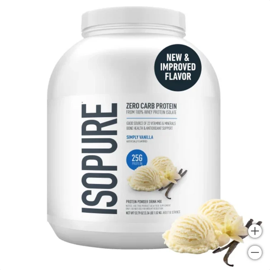 Isopure Zero Carb 25G 100% Whey Protein Powder, Simply Vanilla, 3.36lb/1.52kg
