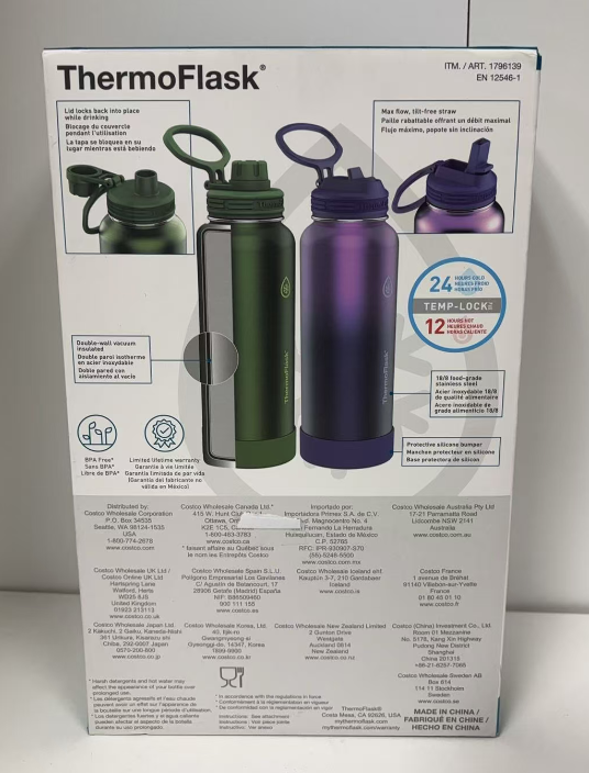 ThermoFlask Double-wall Vacuum Insulated Stainless Steel Bottle-2PK (1.2L/40oz)