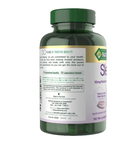 Nature's Bounty Sleep3 10mg Melatonin 120 Tri-Layered Tablets