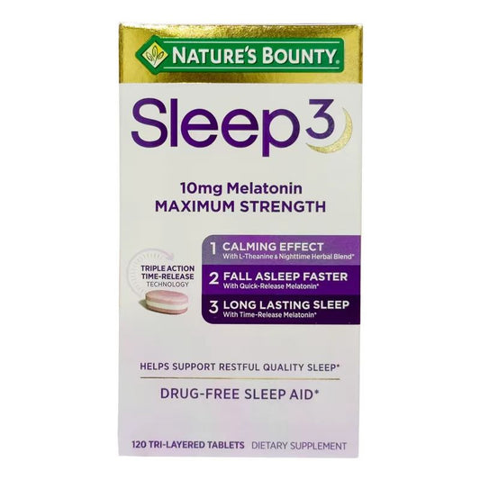 Nature's Bounty Sleep3 10mg Melatonin 120 Tri-Layered Tablets