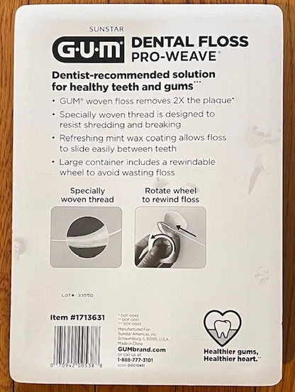 G·U·M Pro-Weave Dental Floss Mint Waxed 3 Count + 2 Travel Units 548 Yards Total